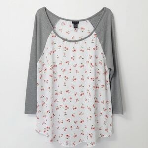 Torrid Cherry Print Raglan Top Size 0 - 12  Coquette Feminine
